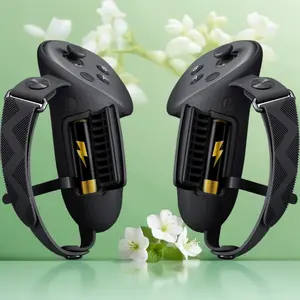 Upgraded Controller Grips Cover Compatible with Meta/Oculus Quest 3S/Quest 3 Accessories, with Battery Opening Cover and Knuckle Straps Protector