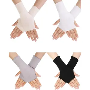 4 Pack Sun Protection UV Gloves Driving Sun Block Gloves Cooling Fingerless Wrist Length Cotton for Women