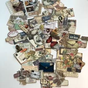 Handmade Ephemera Paper Cluster – 5 Unique Pieces for Junk Journals & Embellishments