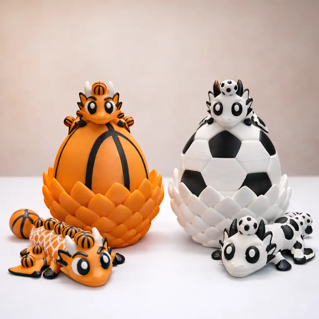 Creative Sports-Themed 2-Piece Lightweight PLA Plastic Dragon Egg Soccer Figurine Set, Decorative Home Decor Small Desk Accessory Statue, Back to School/Father's Day/Valentine's Day Gift for Boyfriend, Valentines Day