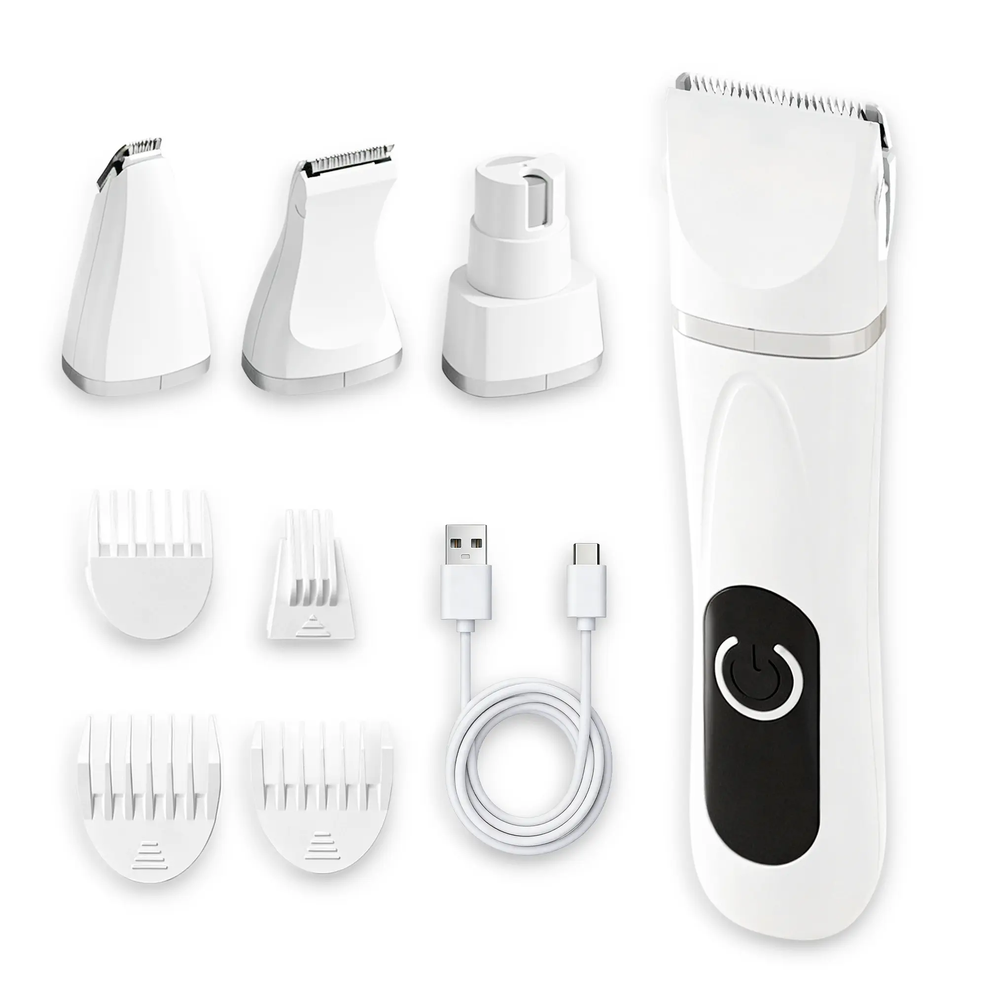 4 In 1 Rechargeable Pet Grooming Clippers Kit, Low Noise Cordless Dog Cat Hair Trimmer With Interchangeable Heads, USB Charging Pet Shaver For Small Medium Pets, Gift for Pet Lovers