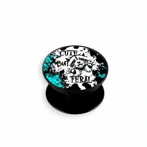 Cow Print and Blue Cute But Feral Phone Grip Accessories Foldable Stand