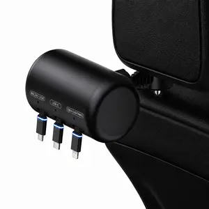 Multi Retractable 3-in-1 Car Charging Station – Fast Headrest Charger Box for iPhone, Android & USB-C Perfect for Uber & Lyft Passengers
