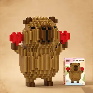 1514 Pcs Capybara Micro Building Blocks, Cute Animal 3D Bricks Toy Holding Red Hearts, High Difficulty Miniature Construction Set, Kawaii Room Desk Decor Valentine Birthday Gift for Teens Adults