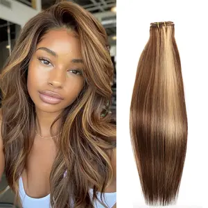 #4/27 Hair Bundles Straight 20''-100% Human Hair, Blonde and Brown Colors,Velvety Smooth