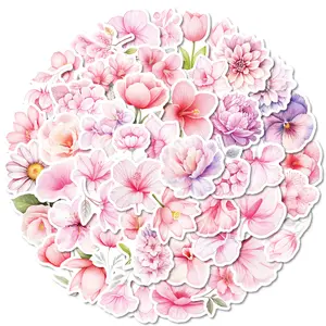 50pcs Beautiful Pink Flower Waterproof Graffiti Series Stickers, Suitable for Faith Based Designs Such As Scrapbooks, Diaries, Laptops, Water Bottles, Cars, Etc., As Gifts with Positive Information