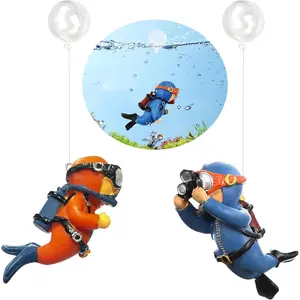 2-Pack Floating Fish Tank Decorations Little Diver Aquarium Decoration Aquarium Accessories Fish Playmate for Fish Tank Suitable for All Kinds of Fish Tanks Swimming Pool