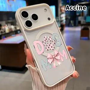 Magnetic Phone Case for iPhone 17 Pro Max 16 Plus 15 14 13 12 11 Air E Dog Mom Charm Transparent Acrylic Scratch-resistant skin-friendly feel Smartphone Cover