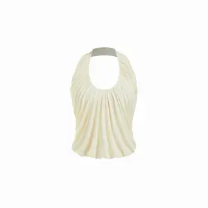 Cider Draped Ruched Halter Neckline Top