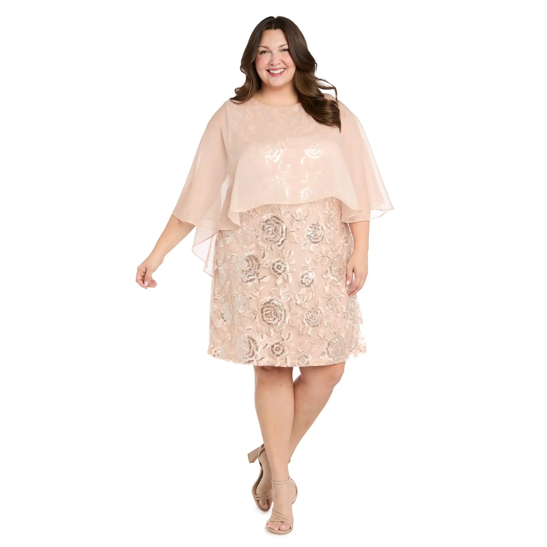 Short Embroidered sequined Cocktail Dress - Plus