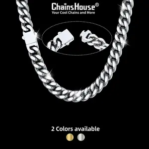 ChainsHouse Miami Cuban Link Summervibe Chain Chunky Necklace No Tarnish Durable Stackable Daily Simple Casual Unisex Stainless Steel Necklace Hip Hop Jewelry for Men Women CHN18581
