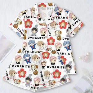 Cute Dynamite Pajamas Satin Silk Set, BANGTANN Pajamas Sets, BANGTANN Premium Satin Pajamas, Gift For Fans, BANGTANN PJs, Women Sleepwear