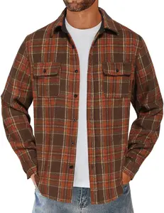 COOFANDY Men's Flannel Shirts Long Sleeve Cotton Plaid Shirt Jacket Casual Button Down Shirt with Pockets