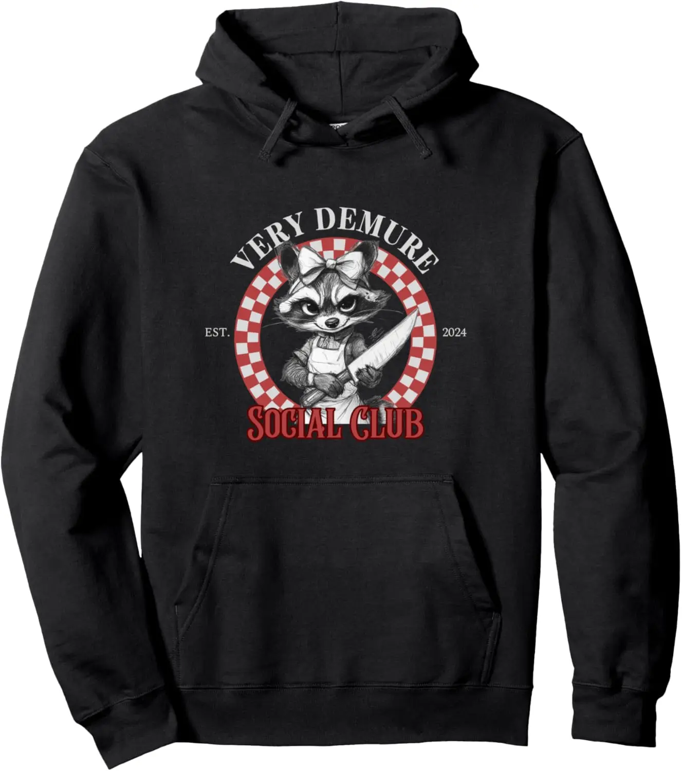 Very Demure Raccoon Chef Social Club Pullover Hoodie