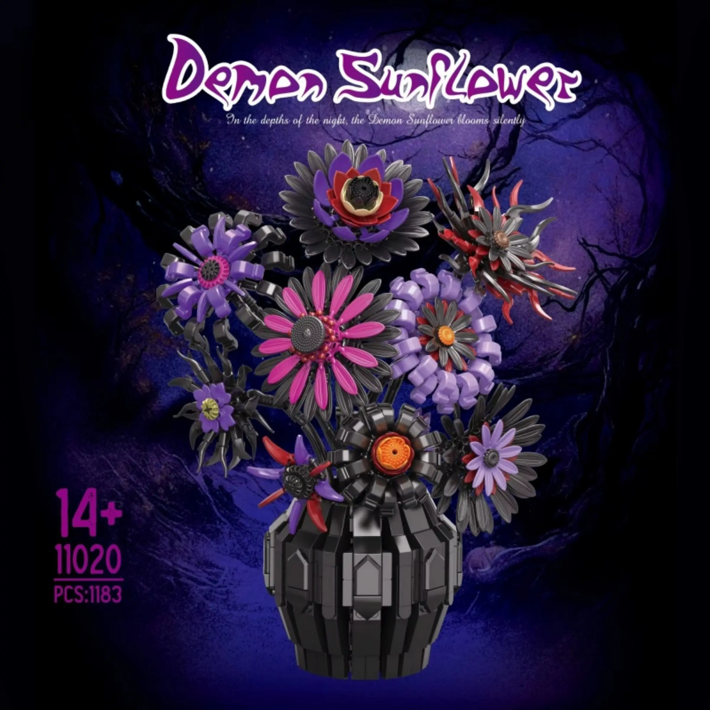 1183+pcs Chrysanthemum Bouquet Vase Building Set, Stem Building Blocks, Flower Bricks, Gothic Style DIY Home Decor, Creative Gift for Birthday and Christmas, Moc Blocks Set, Building Block Sets