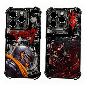 Anime Berserk Cool Plating Black Phone Cases For iPhone 17 Promax 16 15 14 13 12 11 Pro Max Plus Air Anti-Fall Airabag Shockproof Cover Protection Best Gift of Birthday Christmas Halloween