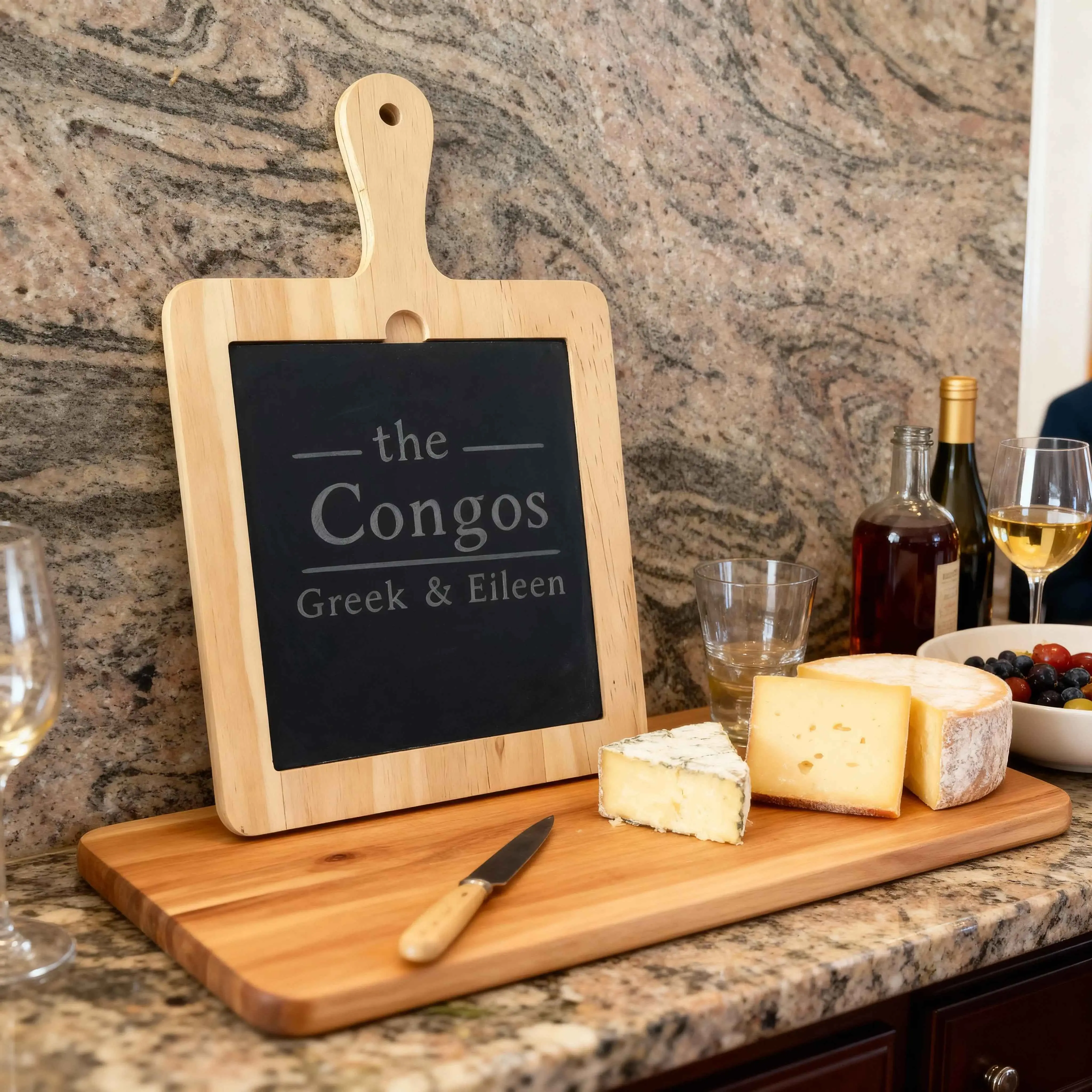Signature Personalized Wood & Slate Charcuterie Board