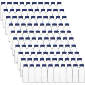 Clear Plastic Bottles 8oz PET Bottle with Flip-top Caps Made in USA - Pack of 100