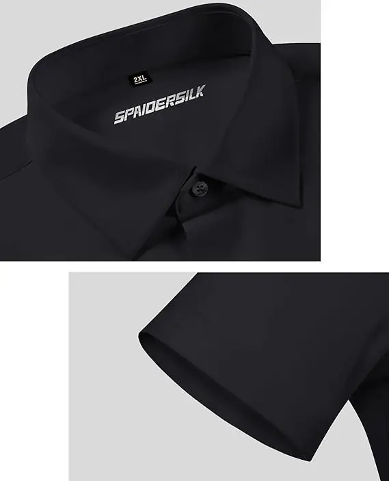 2-Pack AMZPURE Men's Stretch Slim Muscle Fit Short Sleeve Dress Shirts Casual Button-Down Style Perfect Menswear for Dad,back to school,back to school shopping sohochic style
