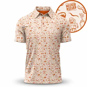 Bogey Bros Men’s BBQ Hotdog Golf Polo Funny Cookout Performance Casual Shirt