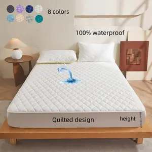 Deep Pocket Waterproof Mattress Protector, Quilted Design, Multi-Color, 100% Waterproof, Soft Comfortable Breathable, Washable