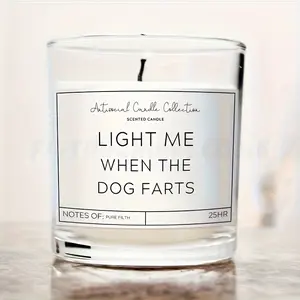 Funny Pet Theme Scented Candle Labels, 'light Me When Dog Farts' Fun Fragrance Stickers, 25-Hour Burn Time, Anti-Social Series Gift Stickers