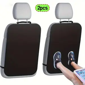 2pcs Automatic Seat Back Kick Protector - Large Black Car Seat Cover with White Headrest, Anti-Stain, Anti-Dirt, Anti-Smudge and Scratch Resistant, Suitable for Most Vehicles, Easy to Install, Vehicle Interior Protection, Stylish Seat Cover