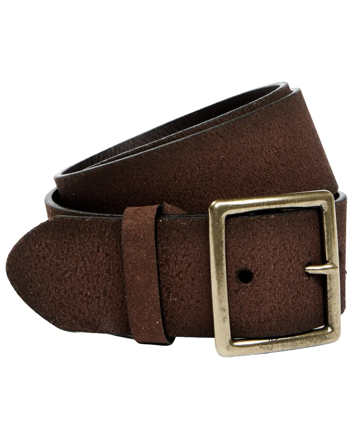 Brothers And Sons Men's Men'S Brass Buckle Roughout Leather Belt - Basaho22bt5