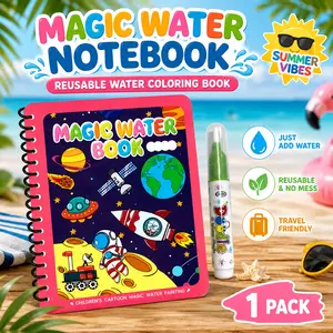1 Pack Reusable Magic Water Notebook - No-Mess Water Coloring Book for Kids, Portable Early Learning Drawing Toy, Ideal for Preschoolers & Holiday Gifts (Summervibes)