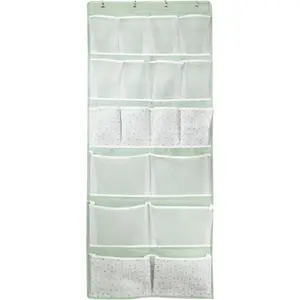 18 Pockets Over the Door Organizer with 4 Kinds Pockets Behind Door Shoes Rack Back of Closet Storage Organization for Socks Hat Underwear Luggage Packing Hanging Holder Shelf for Home Dorm Travel Green