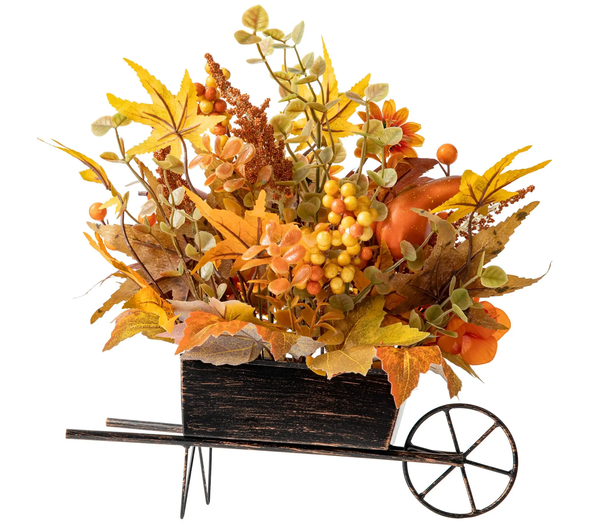 Glitzhome 14"L Fall Harvest Floral Cart Centerpece