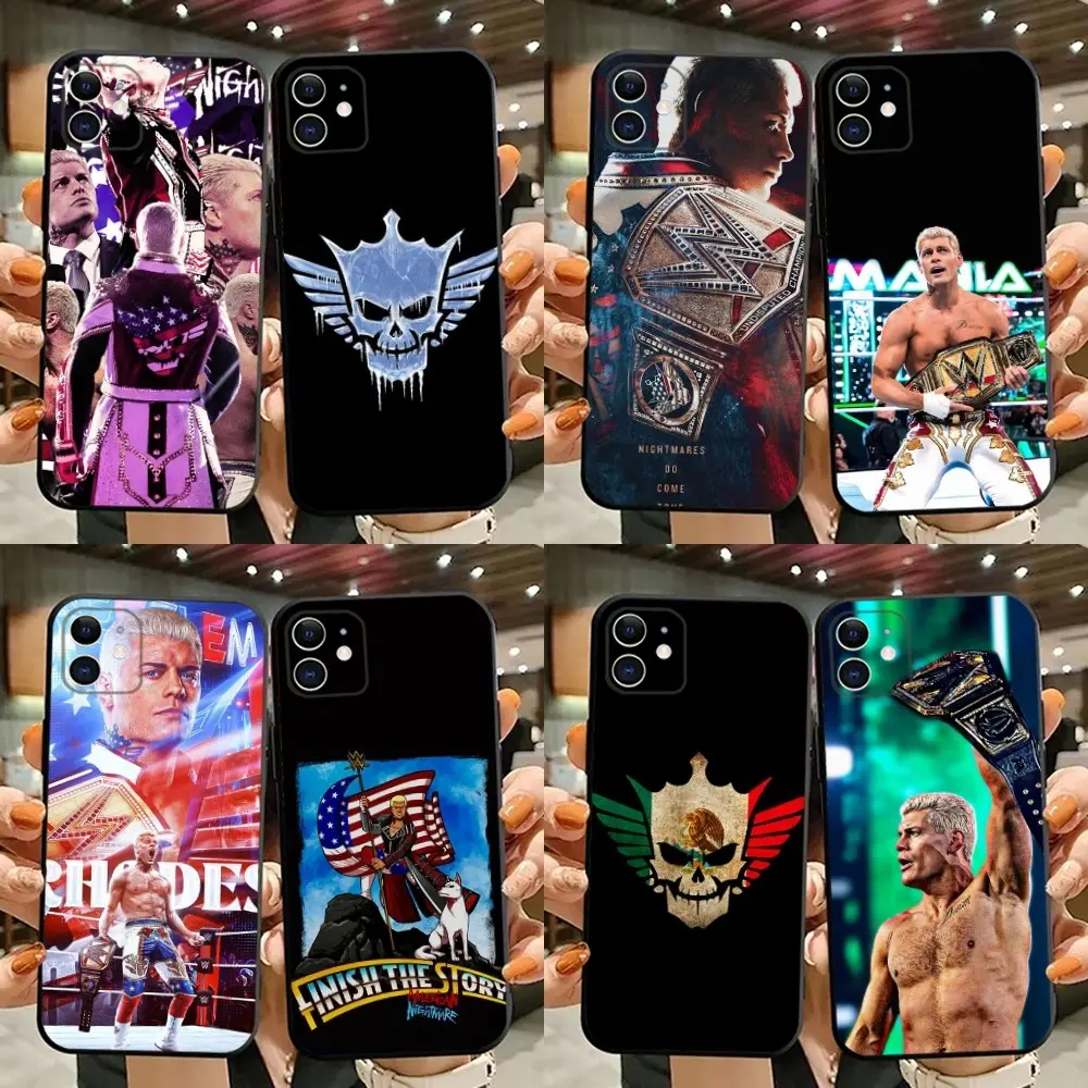 Wrestler Cody Rhodes Phone Case For iPhone 15,14,13,12,11,Plus,Pro Max,XS,X,XR,SE,Mini,Soft Silicone Black Cover
