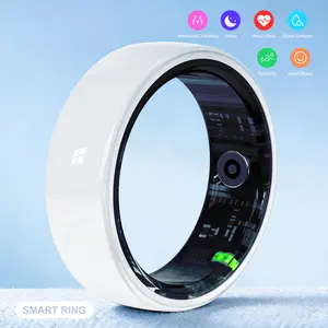 White Ceramic Smart Fitness Ring-Bluetooth Health Tracker with Step Heart Rate & Sleep Tracking Lightweight Design for Men & Women Wearable outdoorfun