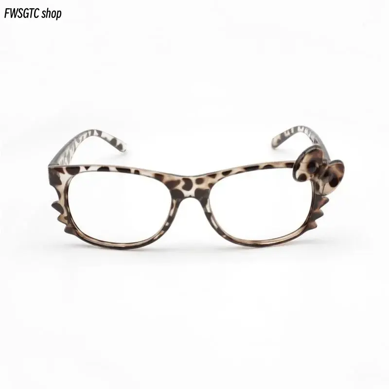Kawaii Y2K Kitty Leopard Print Glasses for Women, Cute Cartoon Nerd Frame, Trendy Fashion Decorative Eyewear Accessory