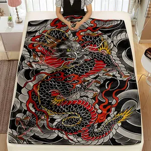 Japanese Ukiyo-E Dragon Tattoo Theme Weighted Blanket, Soft Skin-Friendly Stress Relief Sleep Aid, Multi-Scene Home Office Use