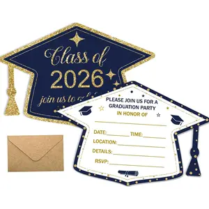 Graduation Invitations 2026 Grad Party Invitations with envelopes 30 Pack Class of 2026 Graduation Announcements Graduate Invite Cards for College Party Supplies Navy Blue & Gold