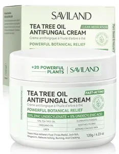 SAVILAND Antifungal Cream Extra Strength: 25% Undecylenic Acid Treatment for Athlete’s Foot, Jock Itch & Ringworm, Soothing Skin Relief with Tea Tree & Oregano Oil, 120g