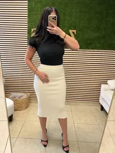 Endless Blu Cream Ribbed Stretchy Skirt