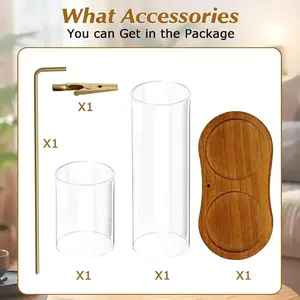 2 in 1 Incense & Candle Holder, 1 Count Wooden Base Aromatherapy Diffuser Incense Burner with Removable Glass Ash Collector, Woody Home Decor Ornament for Living Room Bedroom, Funny Gift, Scented, Aroma, Fragrance Perfume, Air Fragrance Diffuser
