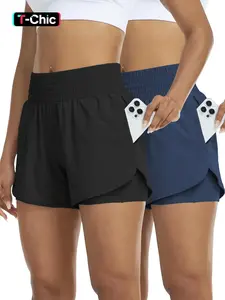 Women's Solid Color High Waist Gym Shorts, Casual Comfy Breathable Shorts for Yoga Gym Workout Running, Ladies Summer Bottoms, Activewear