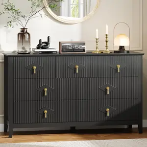 Gaomon Modern 54-Inch Wide Fluted 7-Drawer Dresser, Multi-Role Storage Organizer Cabinet for Living Room, Hallway, Solid Foot