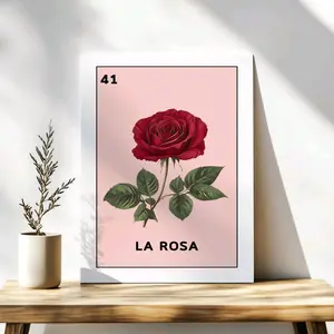 La Rosa Lotería Art Print – Mexican Folk Art, Traditional Lotería Card, Floral Wall Decor, Colorful Mexican Poster. Rose Gift For Her