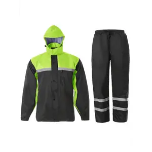 Men's Rain Suit High Visibility Reflective Work Rain Jacket Pants For All Sport Farm Fishing Motorcycle