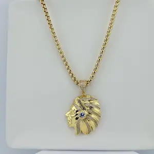 Native American Apache 3D Charm with rolo chain, Indian pendant with chain, 24 inch long
