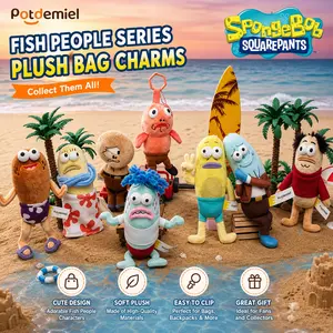 MINISO Official Licensed SpongeBob SquarePants Plush Passerby Fish Series Bag Charms, Cute Cartoon Background Fish Stuffed Pendant Keychain Collectible Decor Toy Gift for Kids & Fans