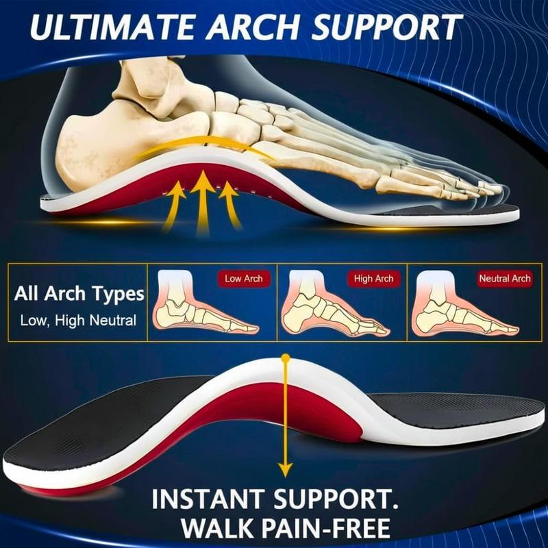 Steady Step Insoles, Plantar Fasciitis Arch Support Orthotic Insoles for Men - Gel Insole| Arch Support Flat Feet Heel Pain Fallen Arches Shock Absorption Insole for Women & Men