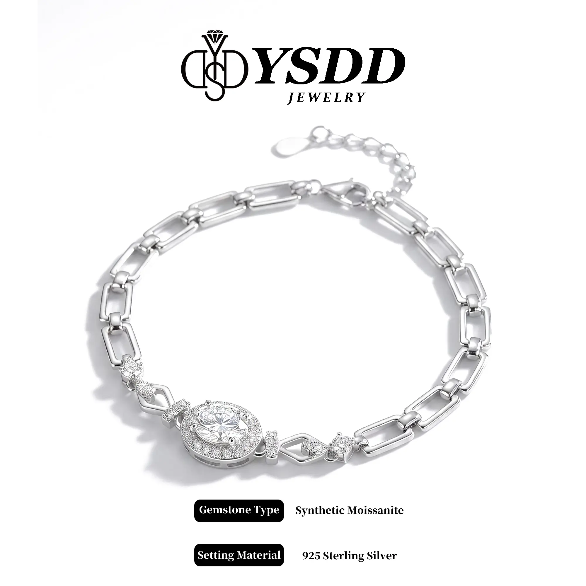 【8.8 New Bracelet】1CT Teal Blue Oval Multi Link Lobster Claw vvs Synthetic Moissanite Bracelet in 925 Sterling Silver