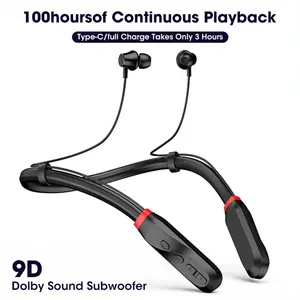 MZYJBL I35 Neck-Mounted Bluetooth Headset, Button Control, 200-Hour Long Battery, Wireless Stereo, Microphone, Waterproof Silicone Earplugs, Magnetic Custom Charging, Aluminium Build, Noise Cancellation, for Sports & Office Use, Headphone, Neck-Mounted In