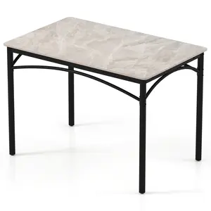 COSTWAY - Rectangular Modern Sintered Stone Dining Table for 4 People-Grey
