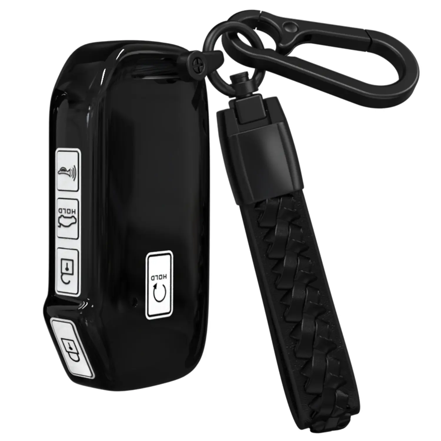ACEBOY for Kia Key Fob Cover, TPU Car Key Case Shell Protector with Keychain Fit for Kia K5 Forte Sportage Soul Seltos Telluride Sorento Niro (Black/White,5 Buttons)